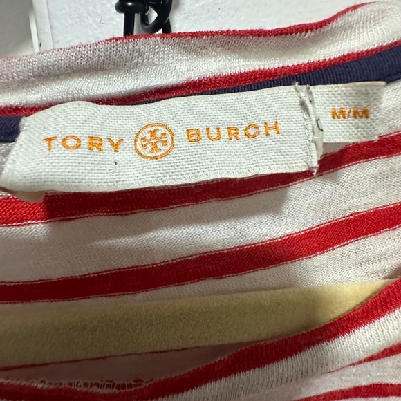 Tory Burch striped linen jerset tshirt red&white size Medium - Picture 5 of 5